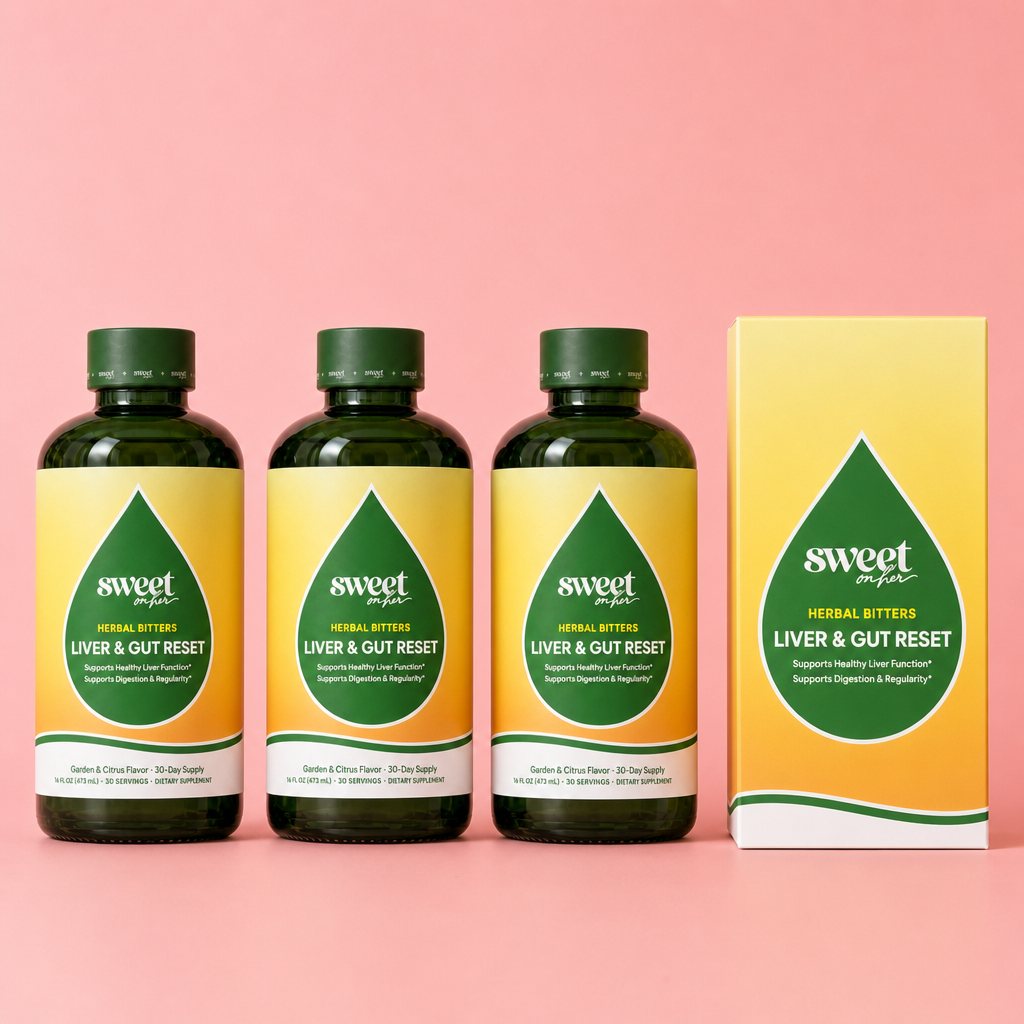 Three bottles of Liver & Gut Reset Bitters with box