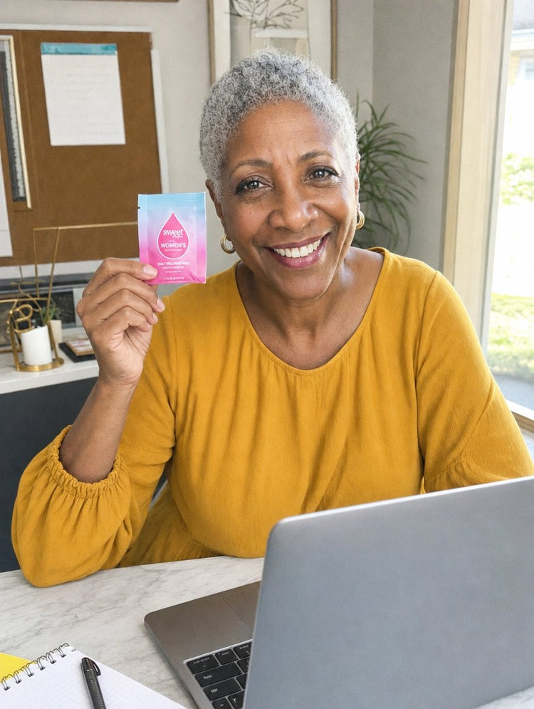 Gloria with her Daily Wellness Pack